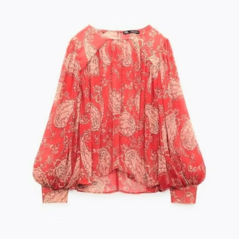 Women’s Zara red sheer blouse size S